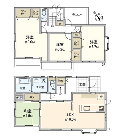 岡崎市上地三丁目 戸建 間取図(平面図) 岡崎市上地三丁目 戸建 間取図(平面図)