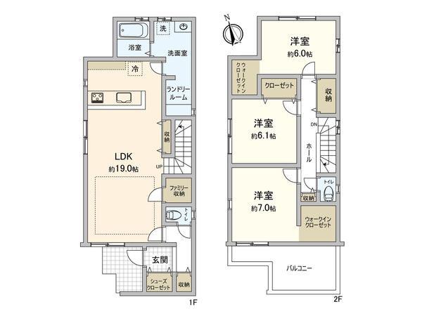 岡崎市北野町字畔北 新築戸建6号棟 間取図(平面図) 岡崎市北野町字畔北 新築戸建6号棟 間取図(平面図)