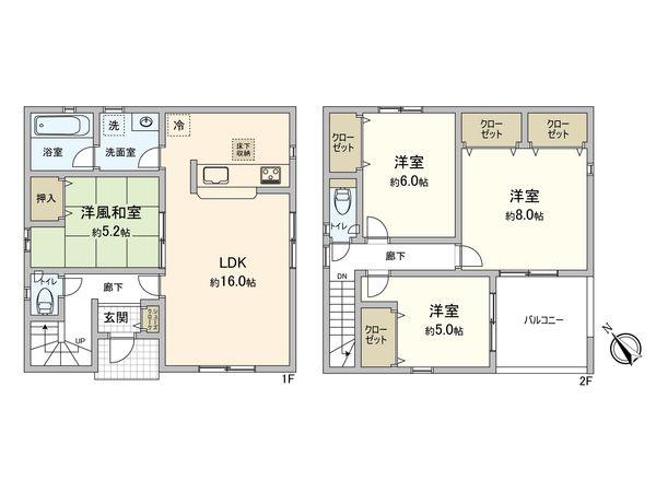 岡崎市小針町字城跡 新築戸建 2号棟 間取図(平面図) 岡崎市小針町字城跡 新築戸建 2号棟 間取図(平面図)