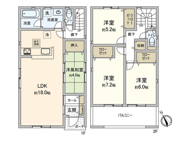 岡崎市東大友町字位式 新築戸建1号棟 間取図(平面図) 岡崎市東大友町字位式 新築戸建1号棟 間取図(平面図)