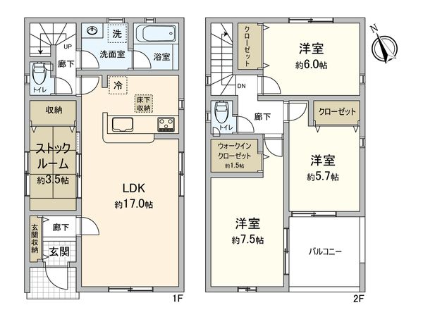 岡崎市大西1丁目 1号棟 間取図(平面図) 岡崎市大西1丁目 1号棟 間取図(平面図)