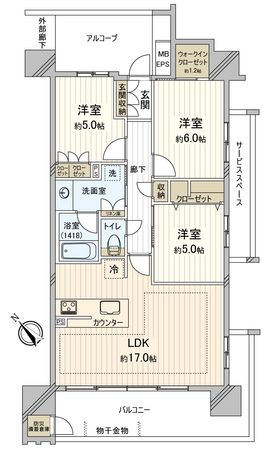 アルバックスタワー岡崎康生 間取図(平面図) アルバックスタワー岡崎康生 間取図(平面図)