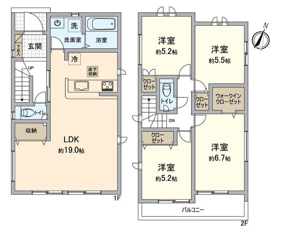 日進市藤塚1丁目 新築戸建 2号棟 間取図(平面図) 日進市藤塚1丁目 新築戸建 2号棟 間取図(平面図)