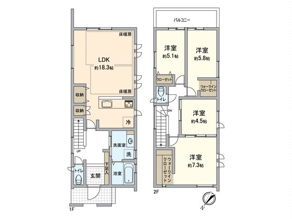 東郷町御岳1丁目 B棟 間取図(平面図) 東郷町御岳1丁目 B棟 間取図(平面図)