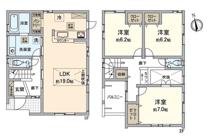 愛知郡東郷町御岳2丁目 新築戸建 1号棟 間取図(平面図) 愛知郡東郷町御岳2丁目 新築戸建 1号棟 間取図(平面図)
