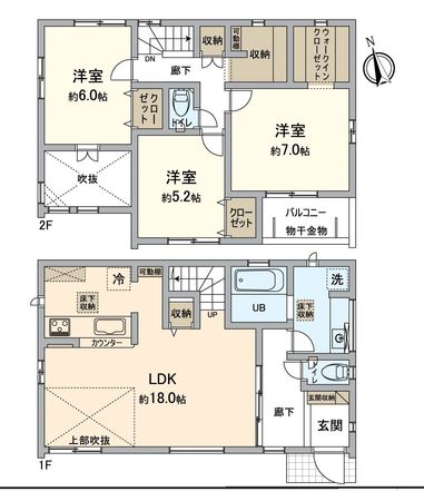 愛知郡東郷町御岳2丁目 新築戸建 2号棟 間取図(平面図) 愛知郡東郷町御岳2丁目 新築戸建 2号棟 間取図(平面図)