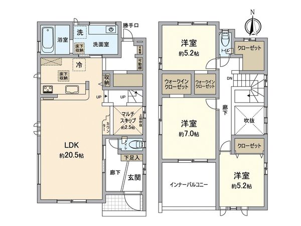 愛知郡東郷町和合ケ丘3丁目 新築戸建 1号棟 間取図(平面図)