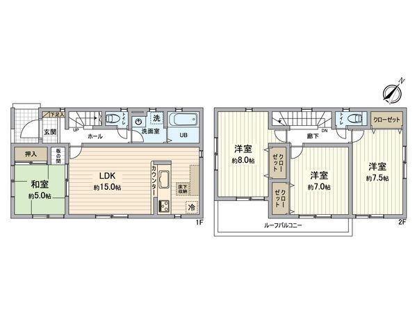 日進市岩崎町北高上 戸建 間取図(平面図)