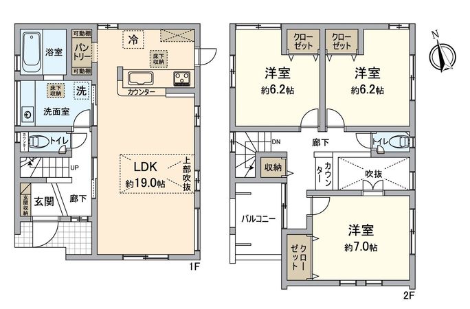 愛知郡東郷町御岳2丁目 新築戸建 1号棟 間取図(平面図) 愛知郡東郷町御岳2丁目 新築戸建 1号棟 間取図(平面図)