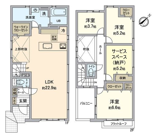 東郷町和合ケ丘2丁目 2号棟 間取図(平面図)