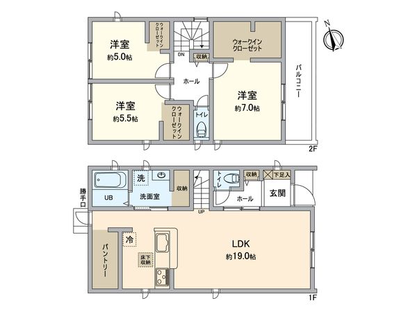 みよし市東蜂ヶ池 新築戸建 1号棟 間取図(平面図)