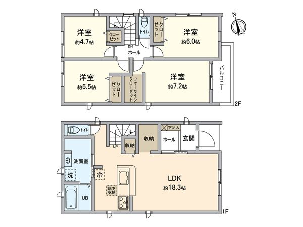 みよし市東蜂ヶ池 新築戸建 4号棟 間取図(平面図)