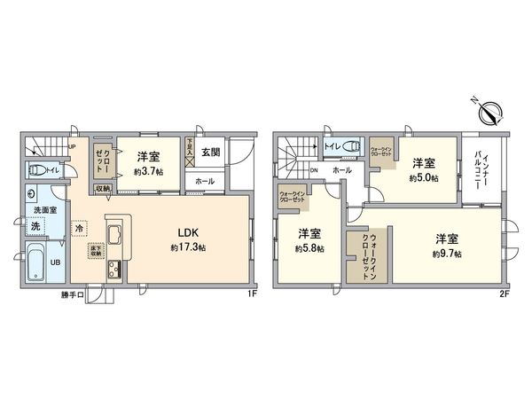 日進市米野木町北山 1号棟 間取図(平面図) 日進市米野木町北山 1号棟 間取図(平面図)