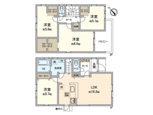 日進市米野木町北山 2号棟 間取図(平面図) 日進市米野木町北山 2号棟 間取図(平面図)