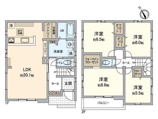みよし市莇生町水洗 新築戸建 間取図(平面図) みよし市莇生町水洗 新築戸建 間取図(平面図)