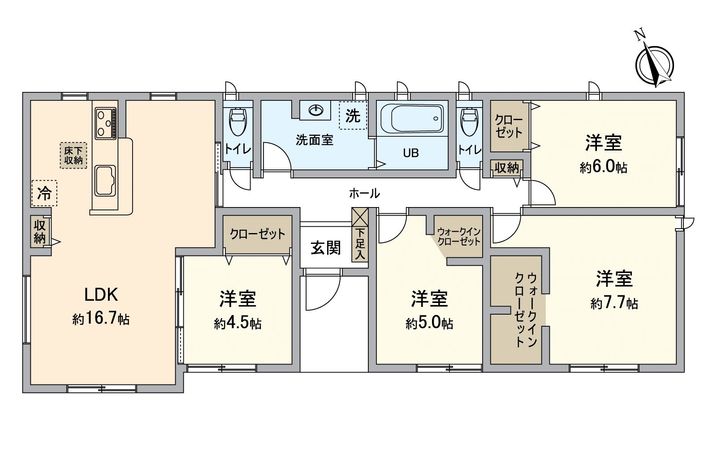 日進市米野木町北山 平屋 新築戸建 間取図(平面図) 日進市米野木町北山 平屋 新築戸建 間取図(平面図)