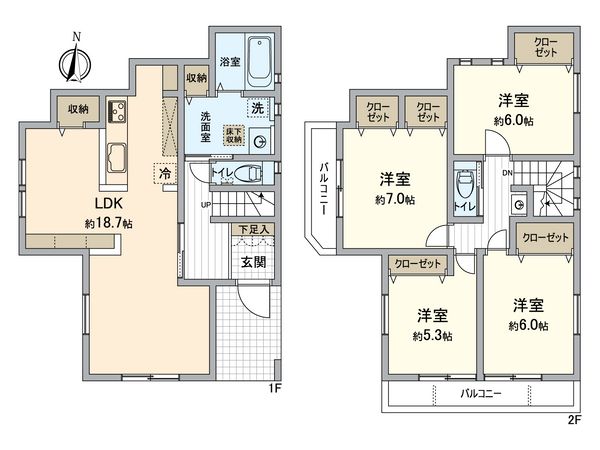 みよし市西陣取山 1号棟 間取図(平面図) みよし市西陣取山 1号棟 間取図(平面図)