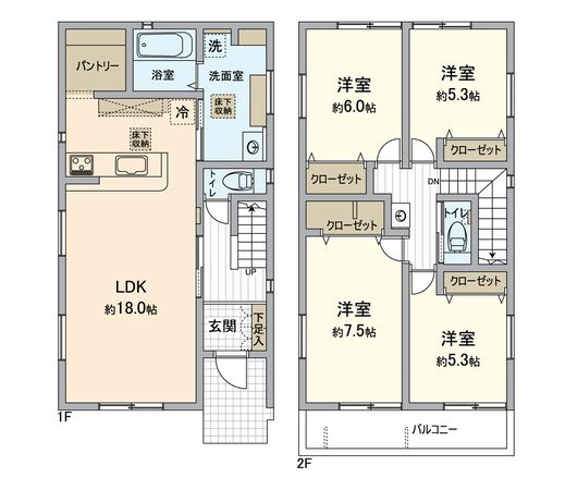みよし市西陣取山 2号棟 間取図(平面図) みよし市西陣取山 2号棟 間取図(平面図)