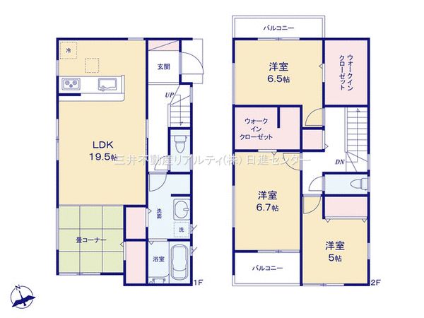 みよし市三好丘桜2丁目 2号棟 間取図(平面図) みよし市三好丘桜2丁目 2号棟 間取図(平面図)