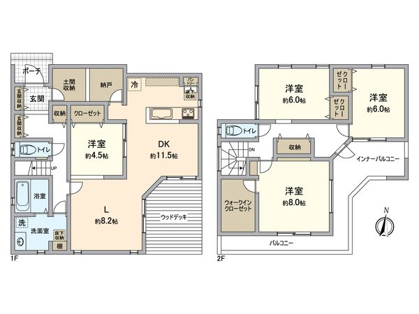 稲沢市正明寺1丁目 1号棟 間取図(平面図) 間取図(平面図)