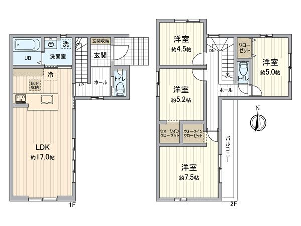 一宮市木曽川町門間 新築戸建 間取図(平面図)