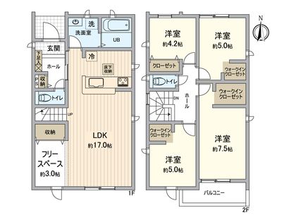 一宮市北方町北方・1号棟 間取図(平面図)
