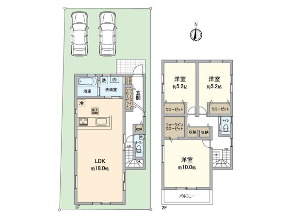 一宮市三条字郷内西 1号棟 間取図(平面図) 間取図(平面図)