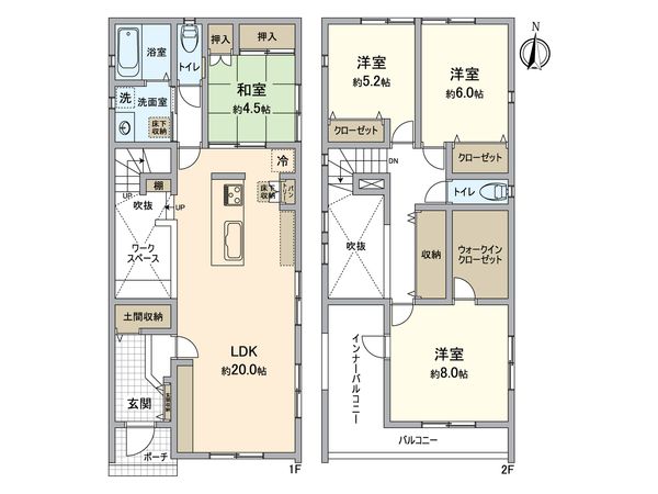 一宮市平和3丁目 4号棟 間取図(平面図) 一宮市平和3丁目 4号棟 間取図(平面図)