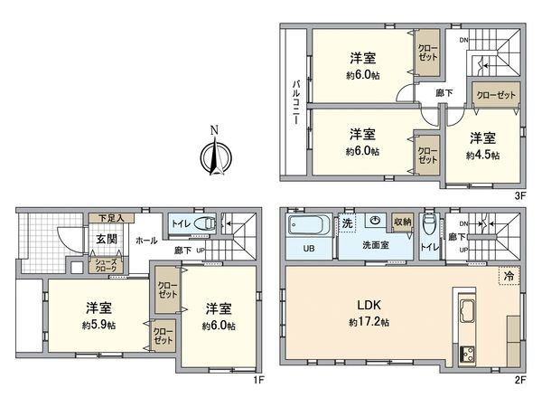 一宮市木曽川町黒田字東針口 B棟 間取図(平面図) 一宮市木曽川町黒田字東針口 B棟 間取図(平面図)