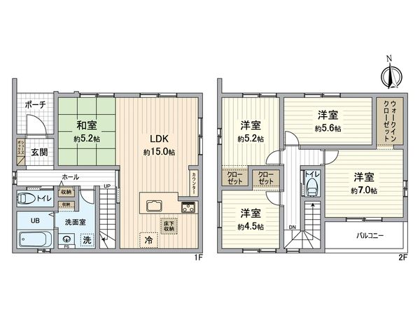 一宮市木曽川町黒田 2号棟 間取図(平面図)