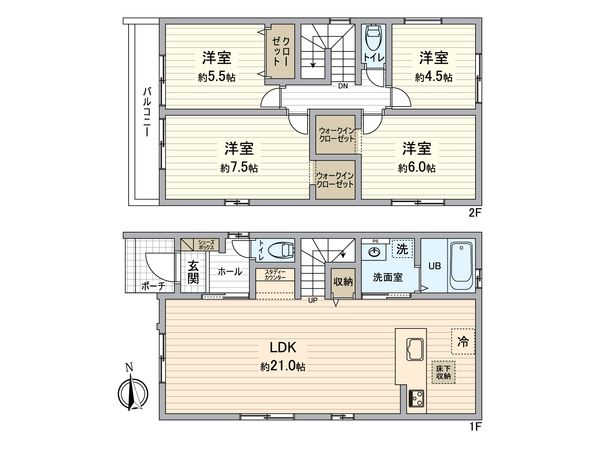 一宮市木曽川町黒田 3号棟 間取図(平面図)