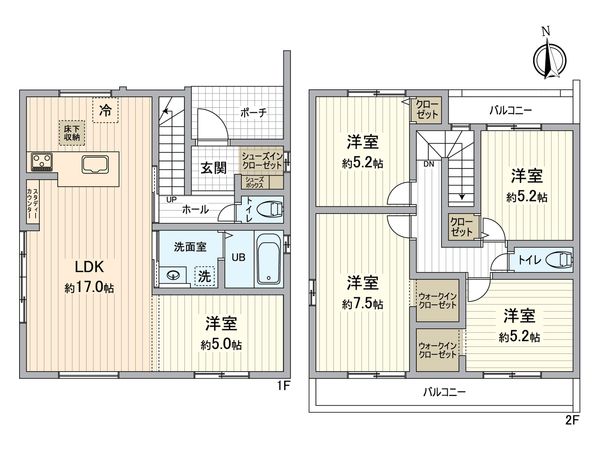 一宮市木曽川町黒田 1号棟 間取図(平面図)