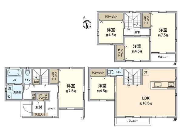 一宮市今伊勢町宮後字郷中(A号棟) 間取図(平面図)