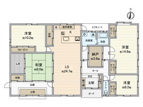 一宮市萩原町富田方 間取図(平面図) 一宮市萩原町富田方 間取図(平面図)