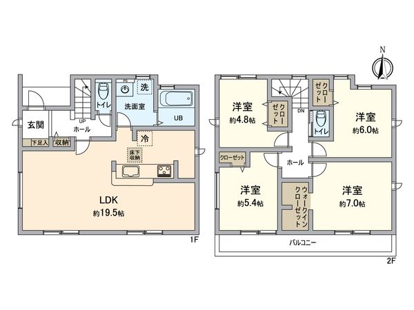 稲沢市治郎丸中町・1号棟 間取図(平面図) 稲沢市治郎丸中町・1号棟 間取図(平面図)