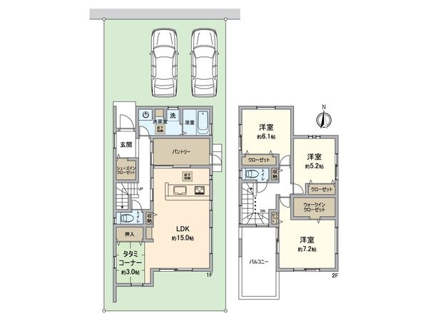 一宮市浅野字神明下 3号棟 間取図(平面図) 一宮市浅野字神明下 3号棟 間取図(平面図)