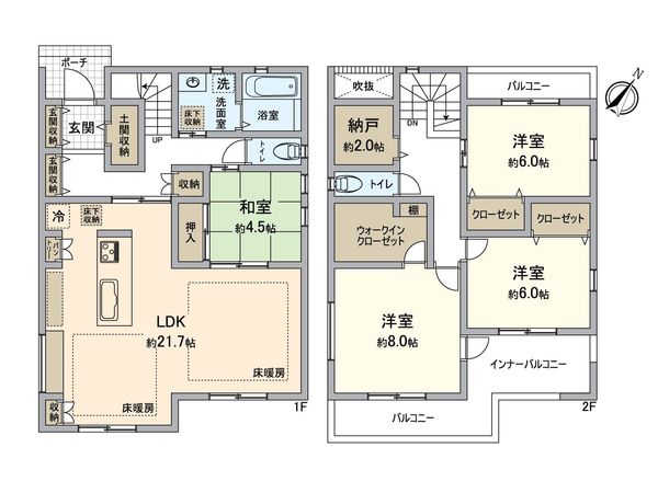一宮市花池2丁目 1号棟 間取図(平面図) 一宮市花池2丁目 1号棟 間取図(平面図)