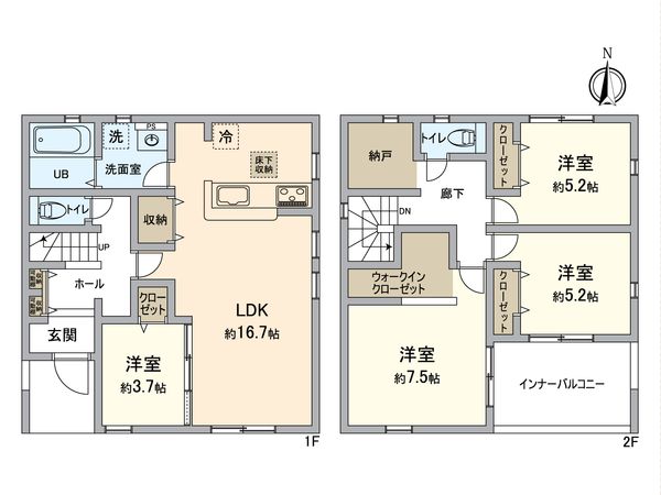 一宮市開明字西屋敷・4号棟 間取図(平面図) 一宮市開明字西屋敷・4号棟 間取図(平面図)
