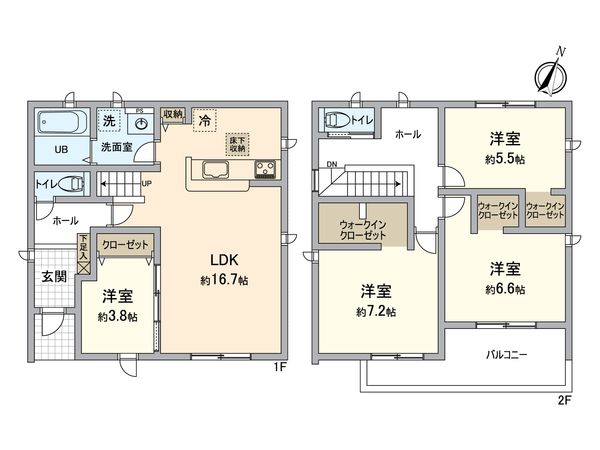 一宮市大和町妙興寺字二反割・3号棟 間取図(平面図) 一宮市大和町妙興寺字二反割・3号棟 間取図(平面図)