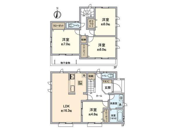 一宮市大和町於保・新築戸建 間取図(平面図) 一宮市大和町於保・新築戸建 間取図(平面図)