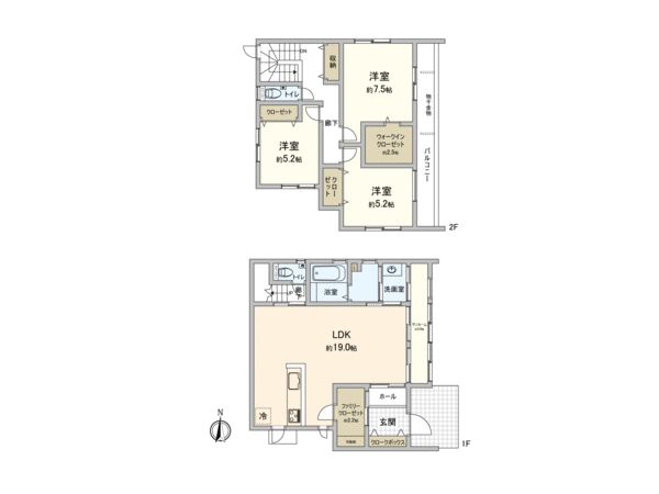 一宮市三条字道東 2号棟 間取図(平面図) 一宮市三条字道東 2号棟 間取図(平面図)