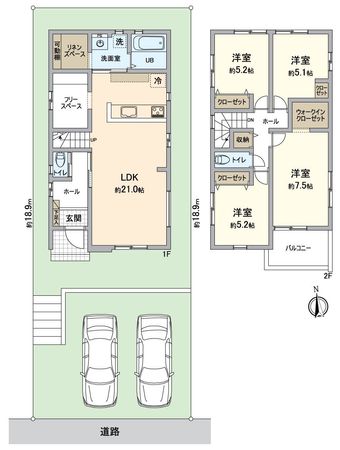 一宮市あずら1丁目 新築戸建 間取図(平面図) 一宮市あずら1丁目 新築戸建 間取図(平面図)