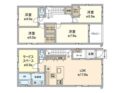 一宮市木曽川町里小牧 2号棟 間取図(平面図)