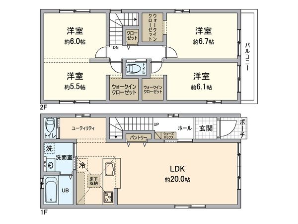 一宮市木曽川町里小牧 3号棟 間取図(平面図) 一宮市木曽川町里小牧 3号棟 間取図(平面図)