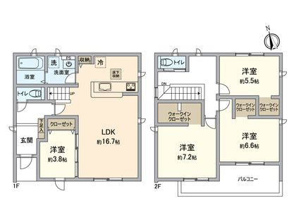 一宮市九品町4丁目・2号棟 間取図(平面図)