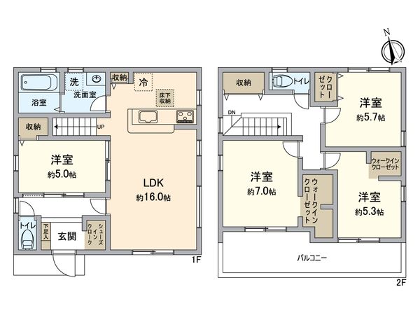 一宮市九品町4丁目・3号棟 間取図(平面図) 一宮市九品町4丁目・3号棟 間取図(平面図)