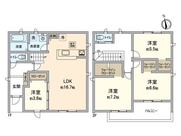 一宮市九品町4丁目・4号棟 間取図(平面図) 一宮市九品町4丁目・4号棟 間取図(平面図)