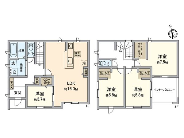 一宮市九品町4丁目・6号棟 間取図(平面図) 一宮市九品町4丁目・6号棟 間取図(平面図)
