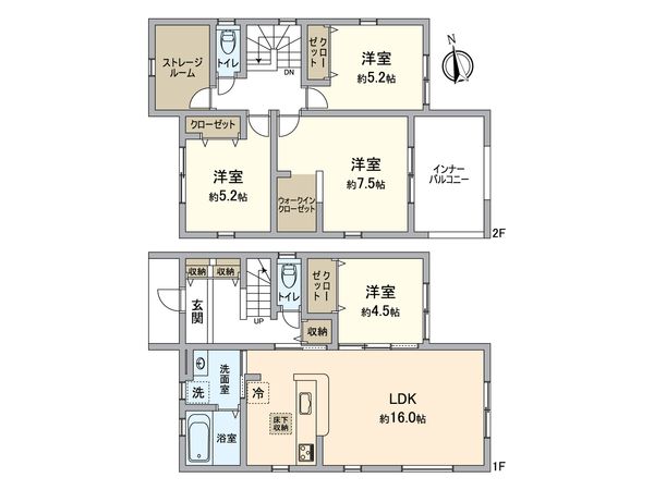 一宮市浅井町東浅井・2号棟 間取図(平面図) 一宮市浅井町東浅井・2号棟 間取図(平面図)