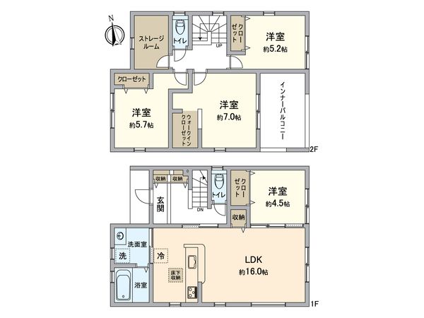 一宮市浅井町東浅井・1号棟 間取図(平面図) 一宮市浅井町東浅井・1号棟 間取図(平面図)